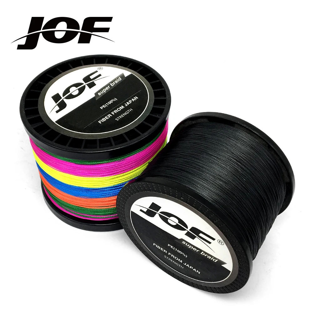 JOF 300M 500M 1000M 8 brins 4 brins 10-80LB PE tressé fil de pêche Multifilament Super fort ligne de pêche japon multicolore