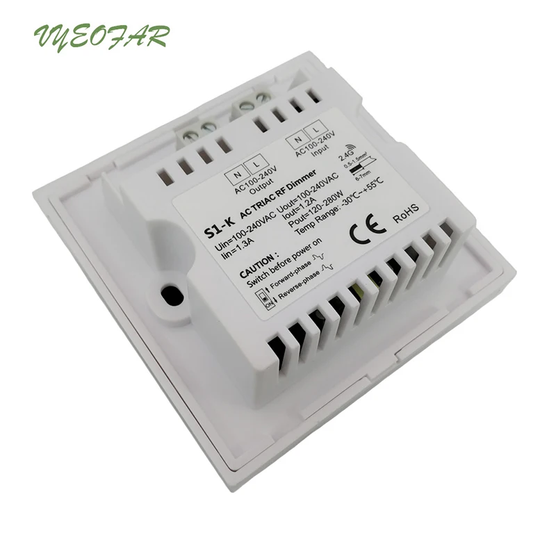 Imagem -04 - Skydance Novo Led Triac Dimmer 220v ac de Alta Tensão Borda de Saída Escurecimento Parede Painel Rotativo S1-k Swith rf Remoto sem Fio