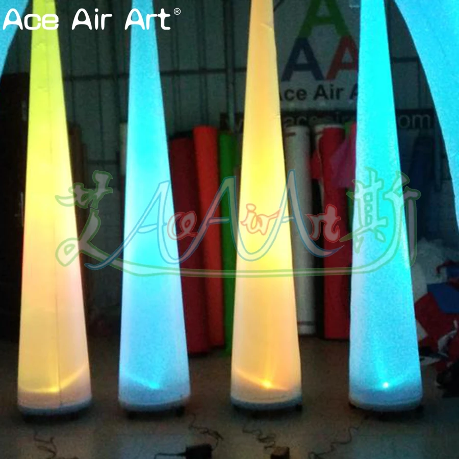 Customized LED Inflatable 4 PCS Straight Cones and 2 PCS Curve Cones Lighting Stage Yard Decoration for Sale