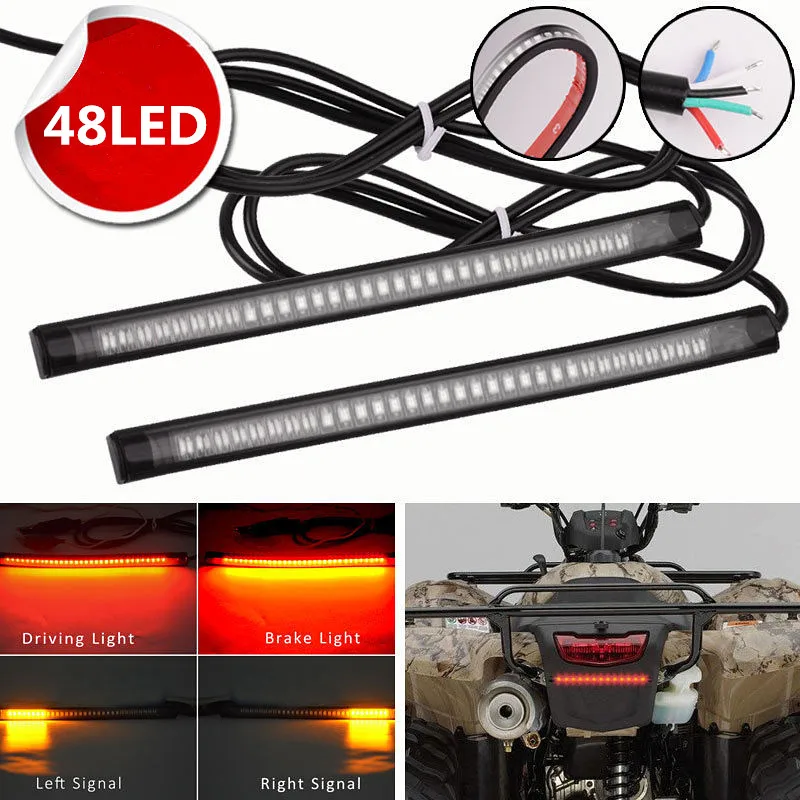 CO LIGHT Universal Flexible Brake Tail Stop Light Led Strip 48Leds Motorcycle Led Turn Signal License Plate Strip for Car ATV12V