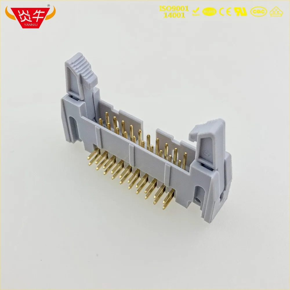 50Pcs DC2-20P IDC SOCKET BOX 2.54mm PITCH EJECTOR HEADER RIGHT ANGLE CONNECTOR 2*10P 20PIN CONTACT PART GOLD-PLATED 3Au YANNIU