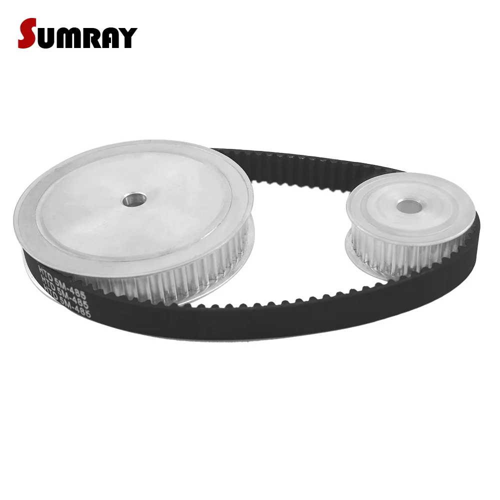 HTD5M 30T 60T Timing Pulley Belt Kit Reduction 1:2 5M-430 Tooth Belt Gear Pulley Set 100mm Center Distance for Laser Machine