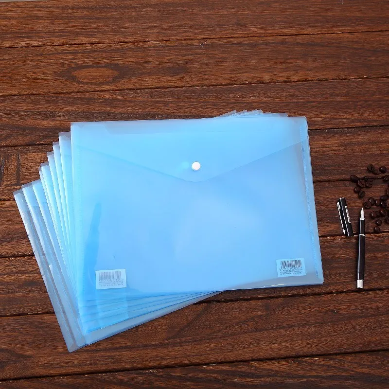 20 Pcs/Lot Deli 5505 PVC-A4 Transparent button document bags paper folders for conference organizer office supplies stationery