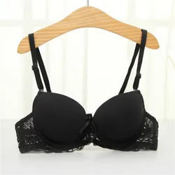 Mozhini Black Sexy Lace Push Up Bra support gather chest Lace Bra For Women Sexy Bra For girl Gather Push up Bra for Small chest