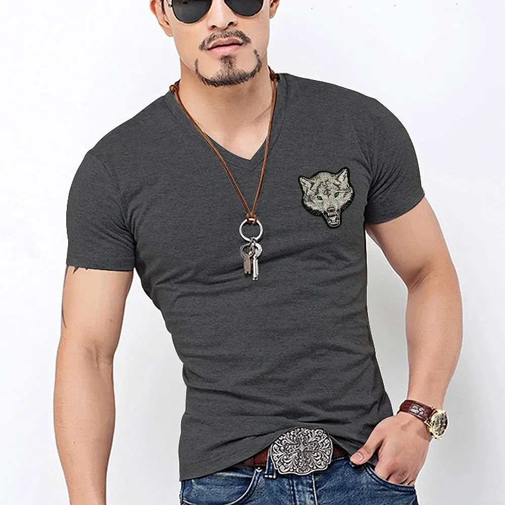 Summer Hot Sale Cool Embroidered Direwolf T Shirt Fashion Animal Creative T-Shirt Novelty Design Wolf Men T Shirts Plus size 5XL