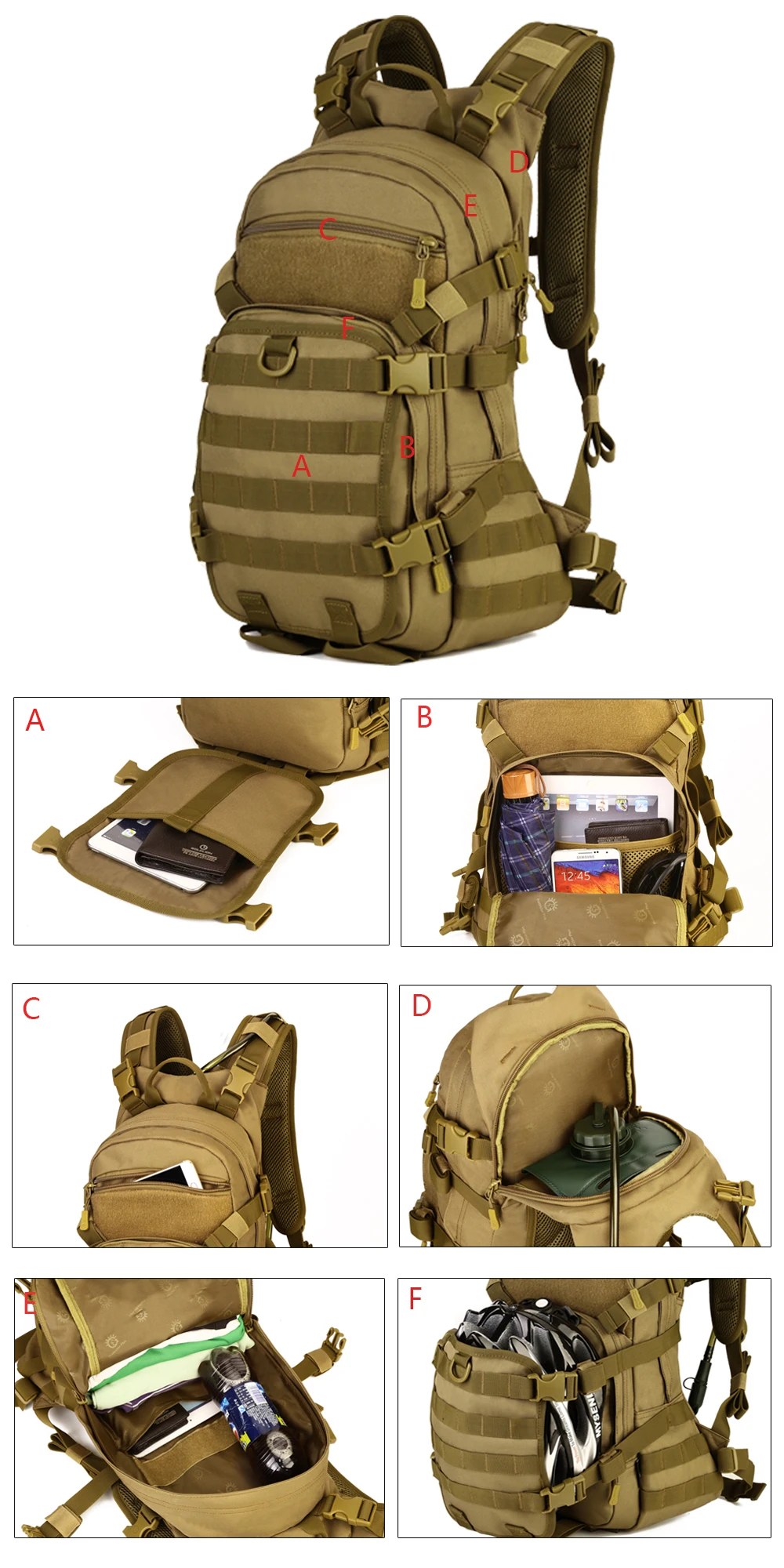 PROTECTOR PLUS Taktischer Rucksack 25L Reitrucksack Wasserdicht Hochwertige Wandertasche im Jagdstil Kleiner Rucksack – Detail 7