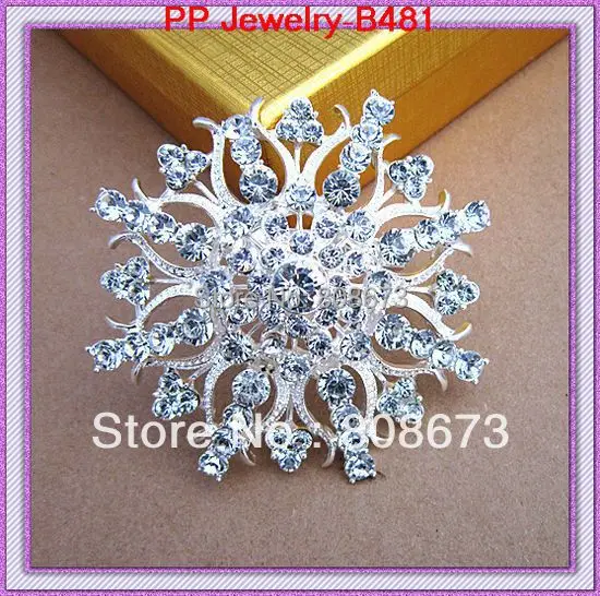 

Silver Plated Glass Crystal Rhinestone Huge Floral Pins,Brooch Wedding Bouquet