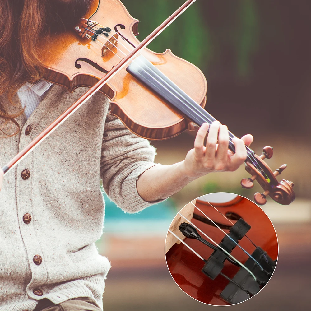 KIMAFUN Mini Wired Violin Microphone Musical Instrument Condenser Mics Omnidirectional Pickup for Shure AKG Wireless Bodypack