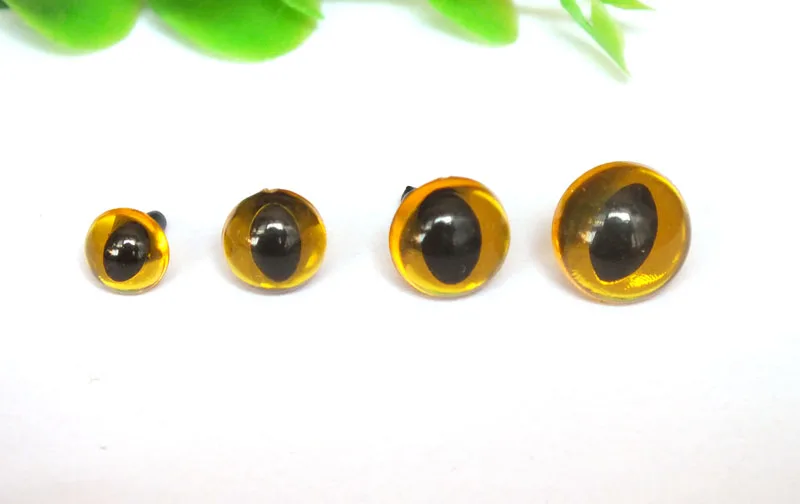 80pcs/lot Transparent Yellow 7.5-12mm Mixed Size Can Choose Toy Cat Eyes/safety Eyes With Washer