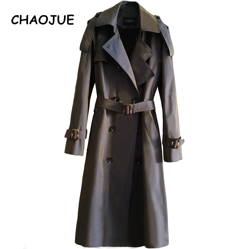 

CHAOJUE New Design Mens Discolor Trench Europe Long Double Breasted Change Color Pea Coat for Man Plus Size Loose Windbreaker