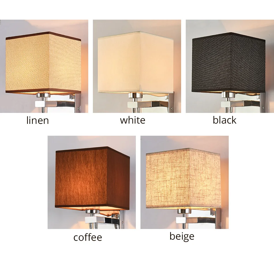 Modern Indoor LED Wall Lamp Bedside Bedroom Applique Sconce With Switch USB E27 Bulb Interior Headboard Home Hotel Wall Lights