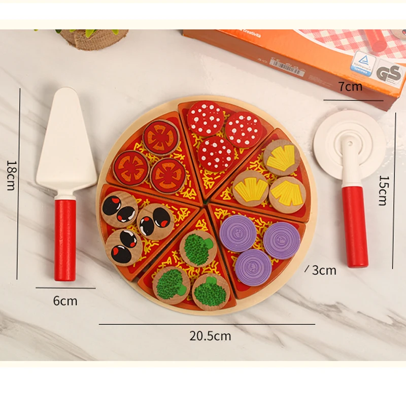 Wooden Quality Cut And Cut To See Pizza Cakes Children\'s Cake Kitchen Play House Simulation Toys Children\'s Chef Toys