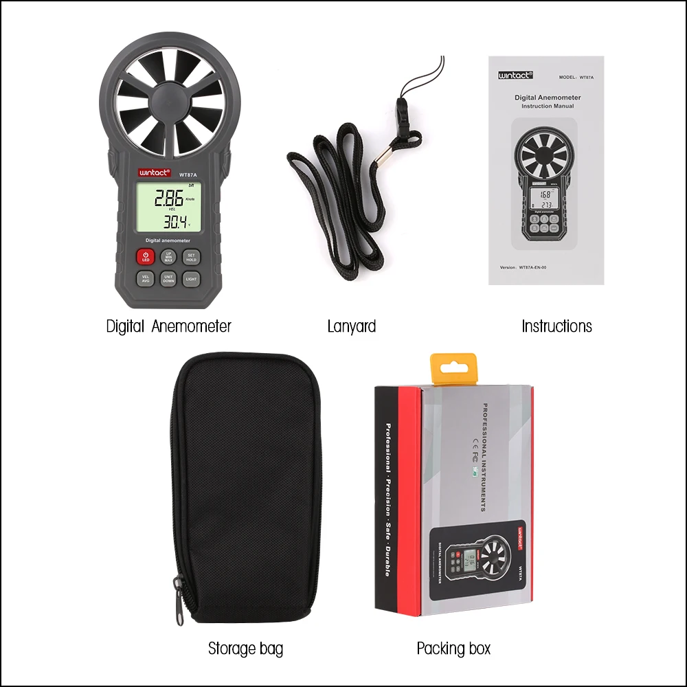 RZ Anemometer Portable Wind Speed Gauge Meter Anemometer Wind Meter 0- 30m/s LCD Digital Hand-held Measure Tool