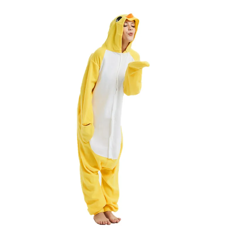 

Polar Fleece Kigurumi Little Yelow Chick Costume For Adult Women Men's Onesies Pajamas Halloween Carnival Party Clothing