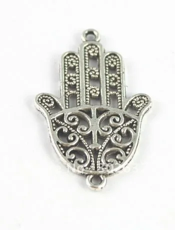 

60PCS Tibetan silver hamsa hand connector A15440