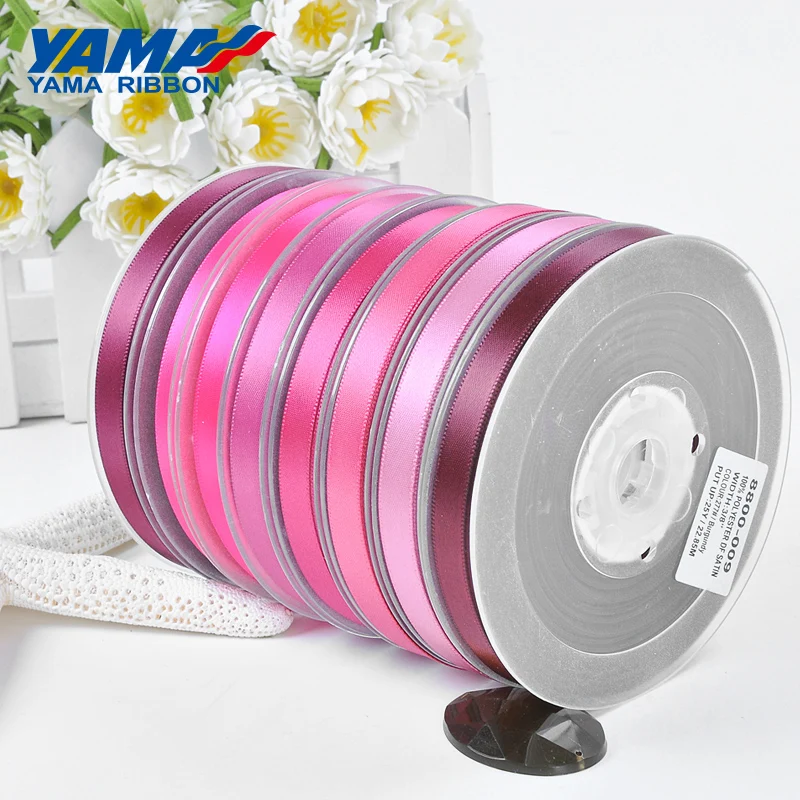 YAMA 25 28 32 38 mm 100yards/lot Double Face Satin Ribbon Light and Dark Red for Party Wedding Decoration Handmade Rose Ribbons