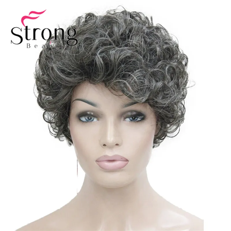 StrongBeauty Heat ok Medium Gray Curly Everyday Women's Life Wig Synthetic Hair Wigs