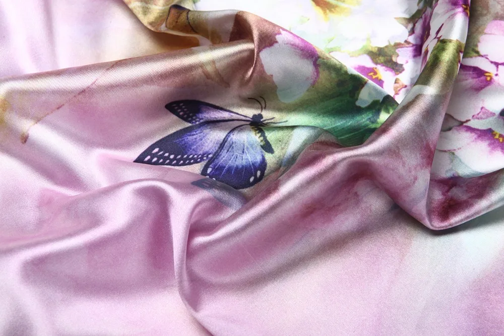 170x75cm Hot Sell mulberry silk fabric nature pure charmuse silk print fabric for dress bedding scraf HF03