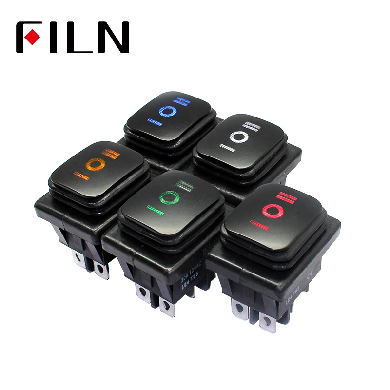 on off on KCD4 IP67 Waterproof Sealed Rocker Switch 3 way 6 Pins Heavy Duty DPDT switch Momentary on 16A 250v 12V 220V with lamp