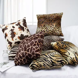 Animal Zebra Deer Tiger Leopard Pattern Plush Throw Pillow Case Custom Bed Cushion Cover Chair Home Decor 40/45/50/60cm
