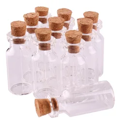 100pcs 16*35*7mm 2ml Mini Glass Wishing Bottles Tiny Jars Vials With Cork Stopper wedding gift