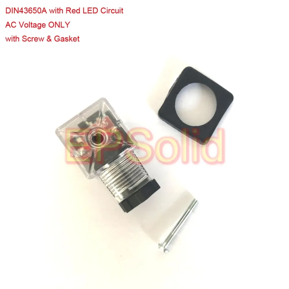 Free Shipping 10PCS/LOT DIN43650A Transparent Connector 2+1 GND with RED LED Circuit AC Voltage