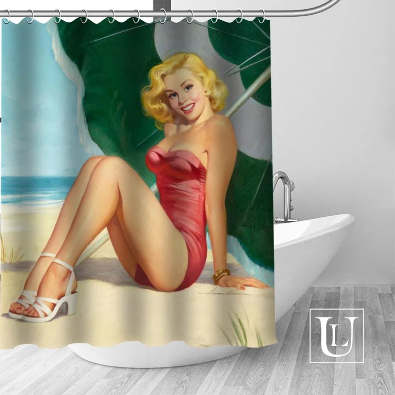 Big Sale New Custom Pin-up Girl Shower Curtain With Hooks Bathroom Waterproof Polyester Fabric DIY Your Shower Curtain