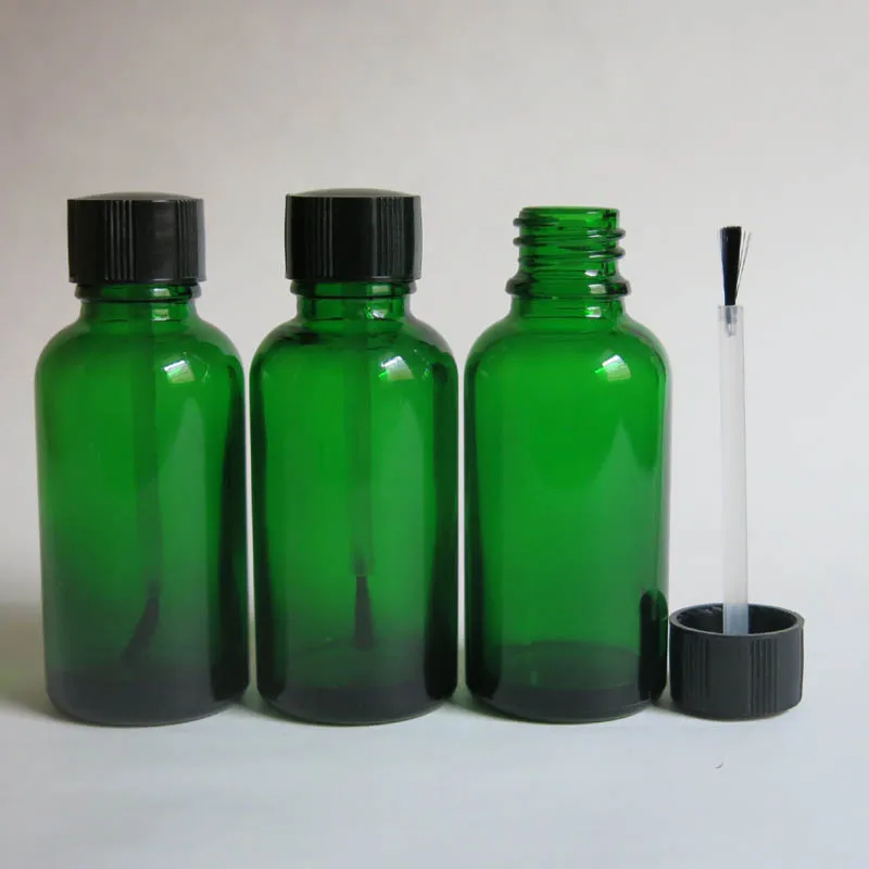 wholesale 100pcs 30ml Green Glass Brush Bottle, 30ml Glass Bottle, Green 30ml Essetial Oil Bottle Wholesale with Serum Brush