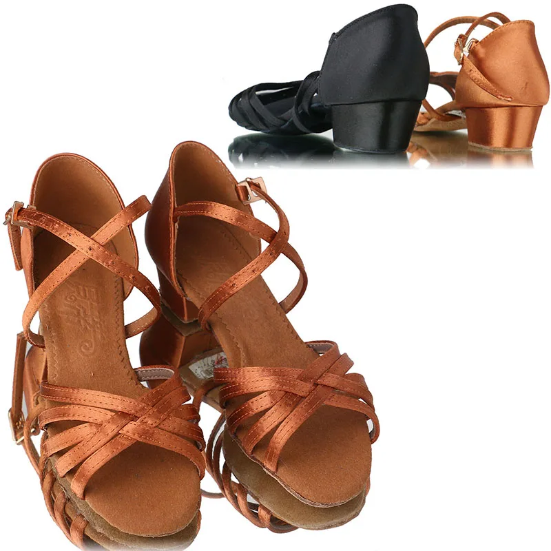 BD 603 Ballsaal Latin Dance Schuhe Für Mädchen Kinder Kinder FERSE 3,5 CM Satin Tasche Rabatt Tanzen Nicht-slip innen Tragen-beständig