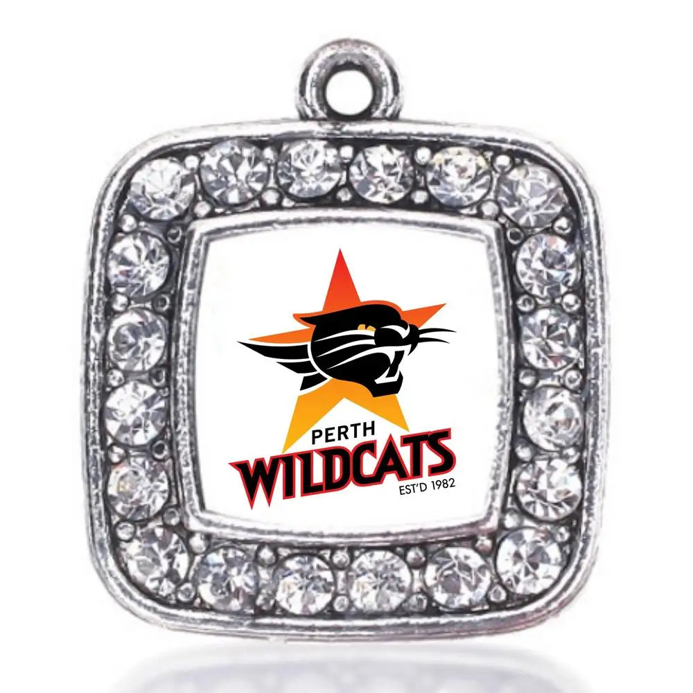 Perth Wildcats	  Australia AUS  basketball   CHARM  ANTIQUE SILVER PLATED CRYSTAL JEWELRY