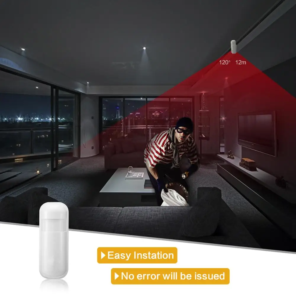 433Mhz Wireless PIR Infrared Motion Sensor Alarm Detector With Flash Led Light for Smart Home Security Alarm System