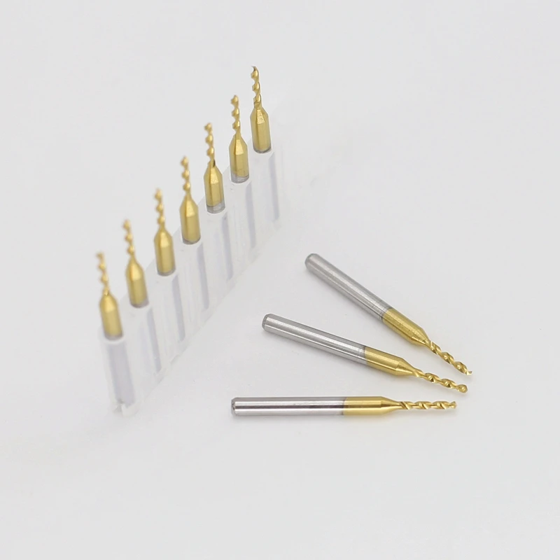 0.2-1.1mm Titanium Coated Carbide PCB Drill 10PCS Metal Drill Dremel Drill CNC Router Woodworking Machine Tool Accessori