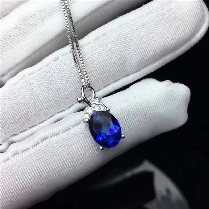 100% Natural Gemstone Fine Jewelry Sets For Women Sterling Silver Ring Pendants Blue Tanzanite Oval Necklaces 2PCS Set CCS003-6