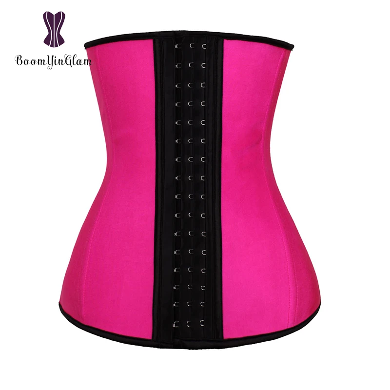 High quality 3 hooks slimming body shaper waist trimmer belt 4 steel boned corset latex waist trainer for weight loss 2839#