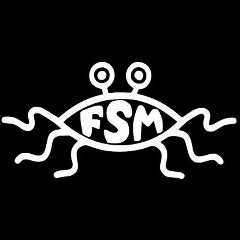 YJZT 13.3X6.6CM FSM Flying Spaghetti Monster Funny Car Stickers Vinyl Decal Black/Silver S8-0303