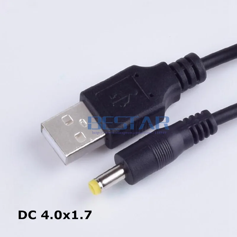 Black DC Power Plug Adapter USB 2.0 Convert To DC 4.0*1.7 / 4.0*1.7mm 4.0mm x 1.7mm 4.0mm/1.7mm Jack charging power Cable 1M 3FT