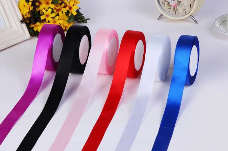 2cm 22meters  Fabric Satin Ribbon Single Face Polyester Ribbons Wedding Christmas Home Decor Cake Gift Wrap DIY Accessories