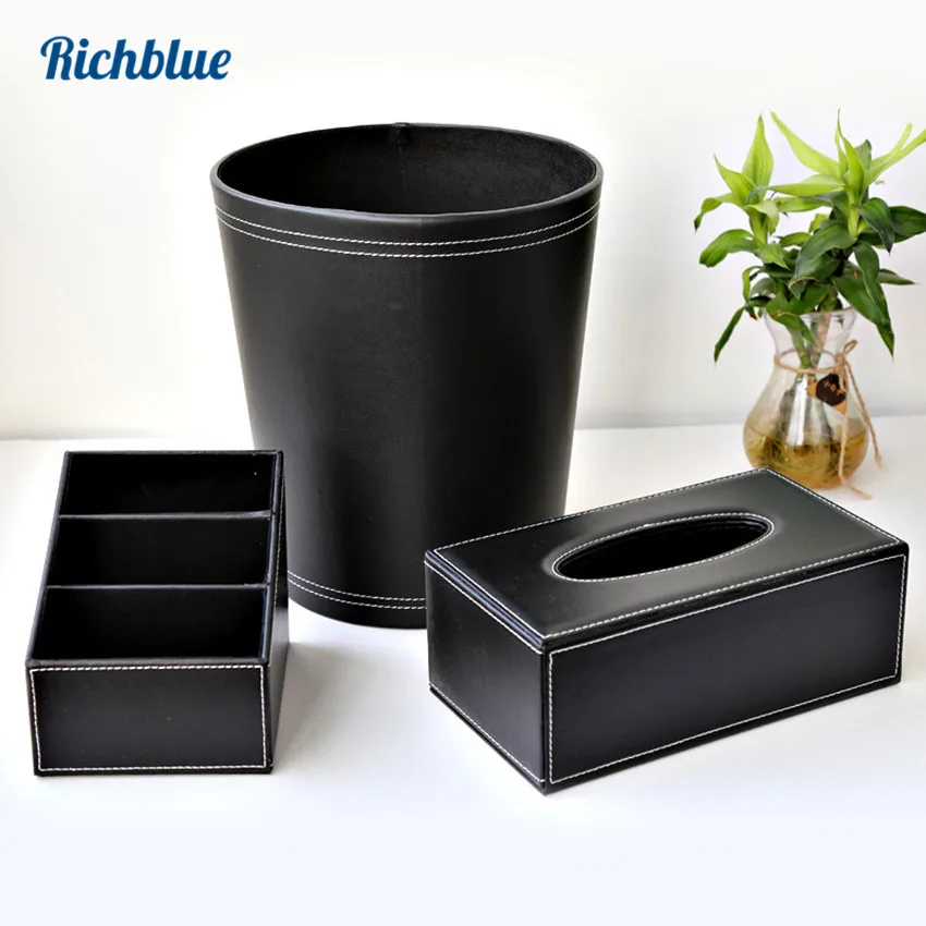 

Office Supplies Desk Organizer Set Tissue Box Large Trash Bins Remote Controller Holder Home Accessories Wooden Storage Box T78