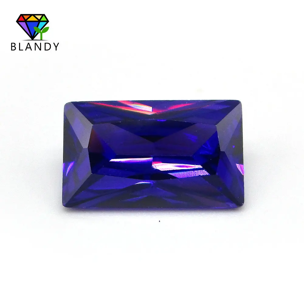 High Quality Violet CZ Stone 2x3mm~13x18mm Rectangle Shape Purple Cubic Zirconia Stone Synthetic Gems For Jewelry