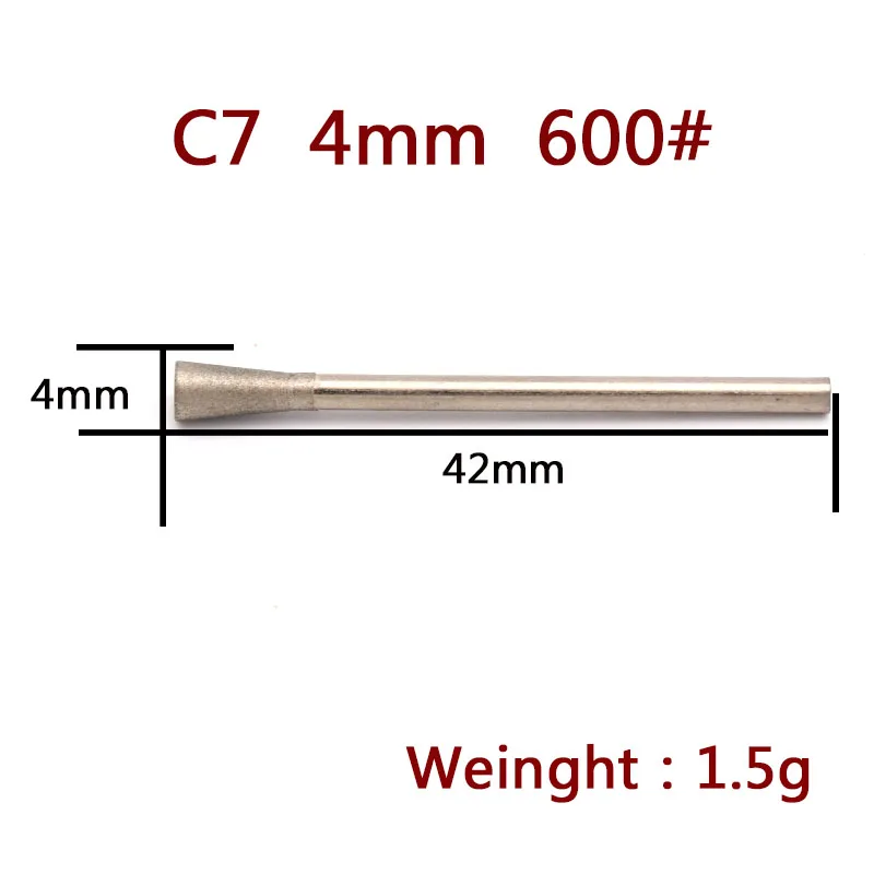 5/10 Cái 1-4Mm Kim Cương Đầu Mài 600/1200 Nhám Xoay Khoan Burrs Kim Loại Đá Ngọc Bích khắc Dụng Cụ Khắc C7 Kim