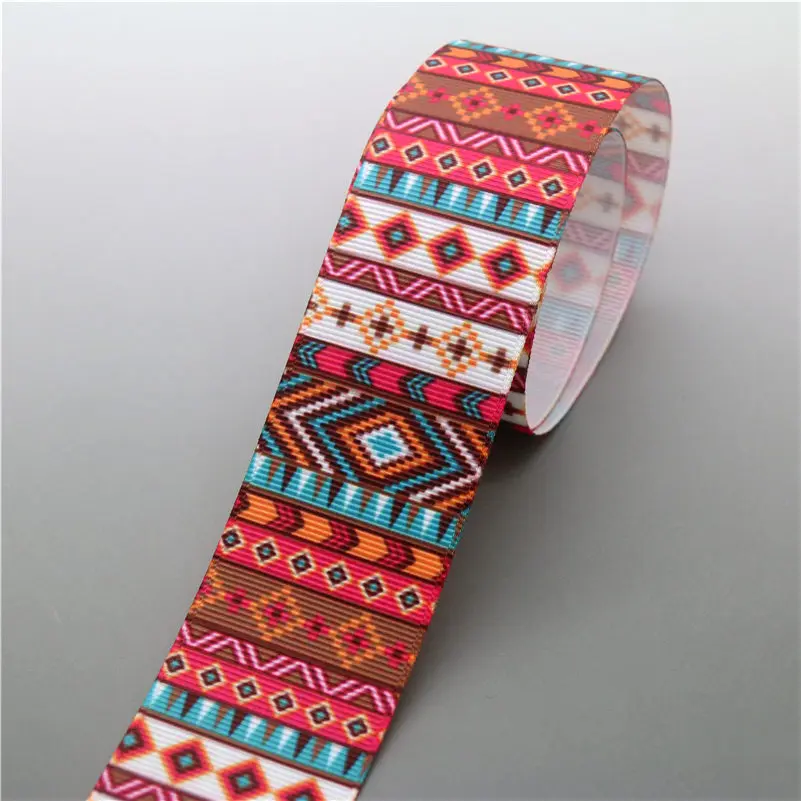 DHK 1.5inch 50yards Tribal Hero Printed Grosgrain Ribbon Accessory Hairbow Headwear Decoration DIY Wholesale 38mm S1120