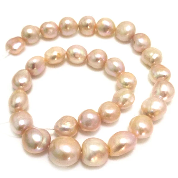 16 inches AA+ 12-15mm High Luster Natural Pink Baroque Pearls Loose Strand