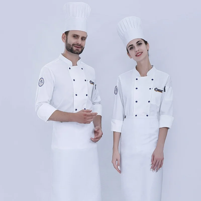 

Chef's Uniform Long Sleeve Restaurant Kitchen Women Men Work Uniform Western Restaurant Staff Plus Size Overalls Clothing H2048