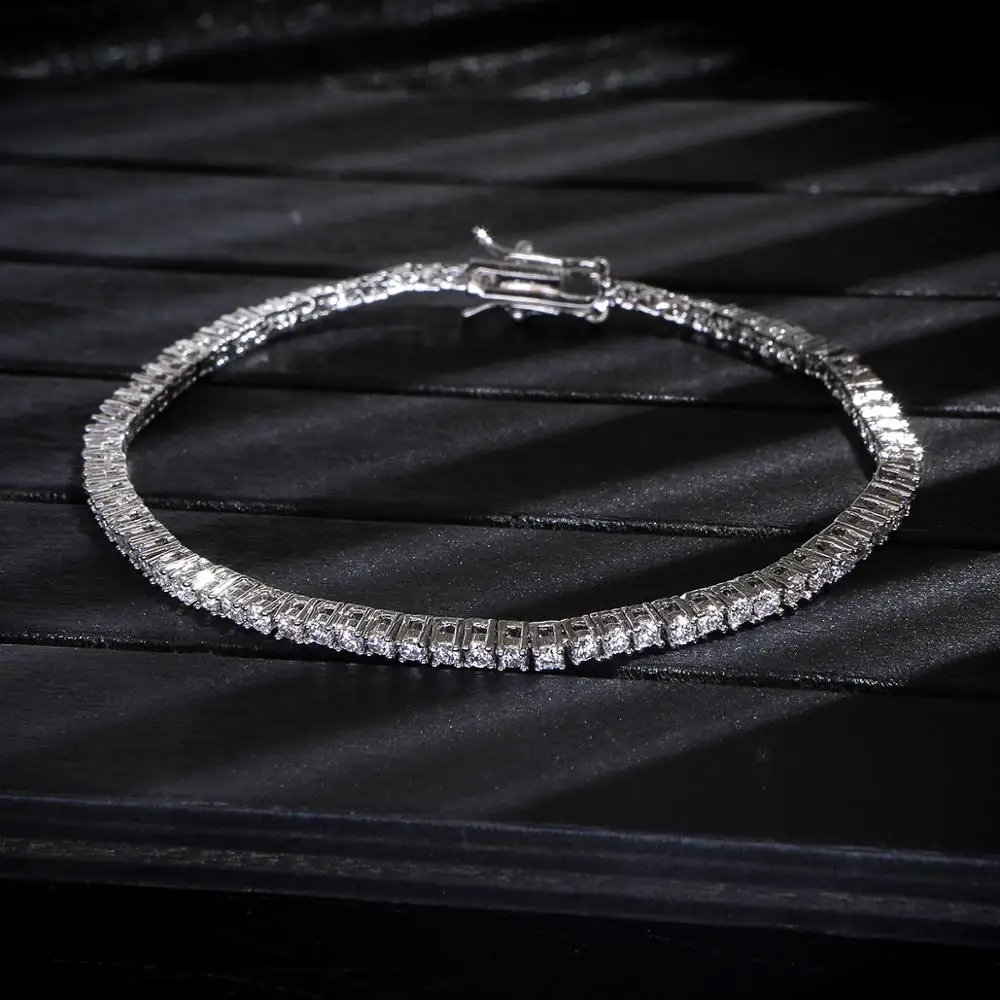 Luxurious AAA Zircon Elements Hemp Rope 2mm Crystal Bracelet White Gold-Color For WomenTedding Jewelry S0478