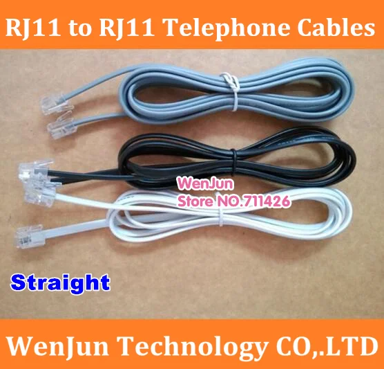 50pcs/lot High Quality Both Side RJ11 6P4C Telephone Cable Cord ADSL Modem 1.5Meter / 3 Meters / 5 Meters