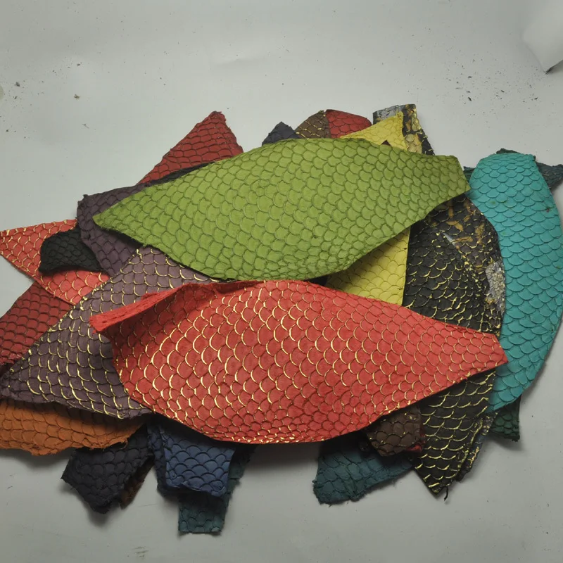 1pcs Colorful carp fish skin leather piece multi color DIY bag belt shoes accessories 25x10cm