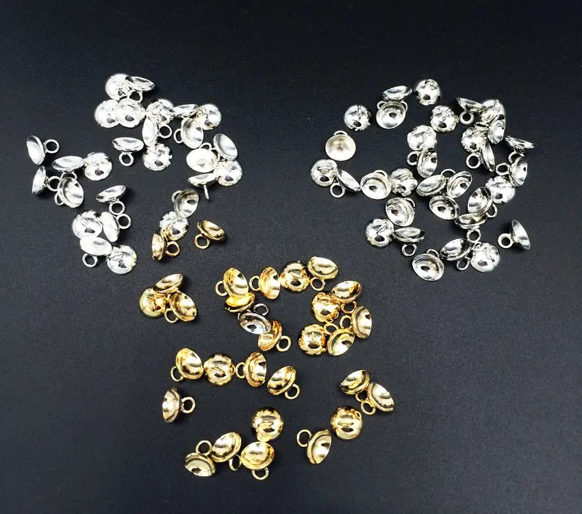 200 pcs metal caps,glass ball caps gold,shiny silver and rhodium silver.mix color  Fashion and mini jewelry accessories