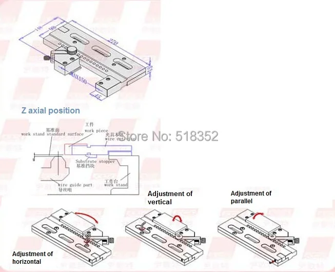 EPT-801 Precision Vises Triaxial Adjustable Fixture, SUS440/420 Stainless Steel Vice Jig Tools for EDM Wire Cut Machine