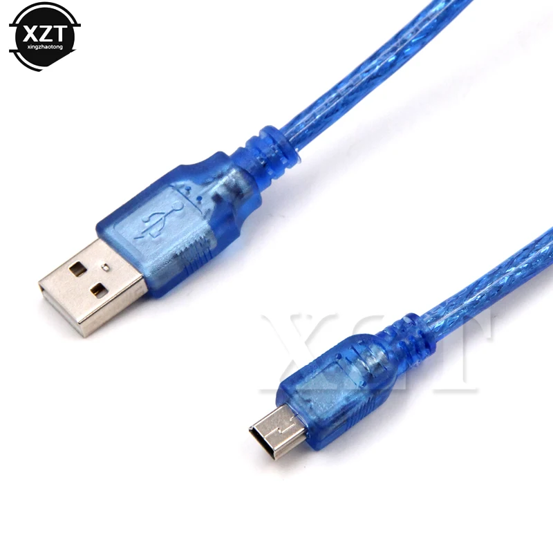 1pc High Quality USB 2.0 Type A Male to Mini 5P Male Mini 5P USB Cable Foil+Braided Shielding Blue