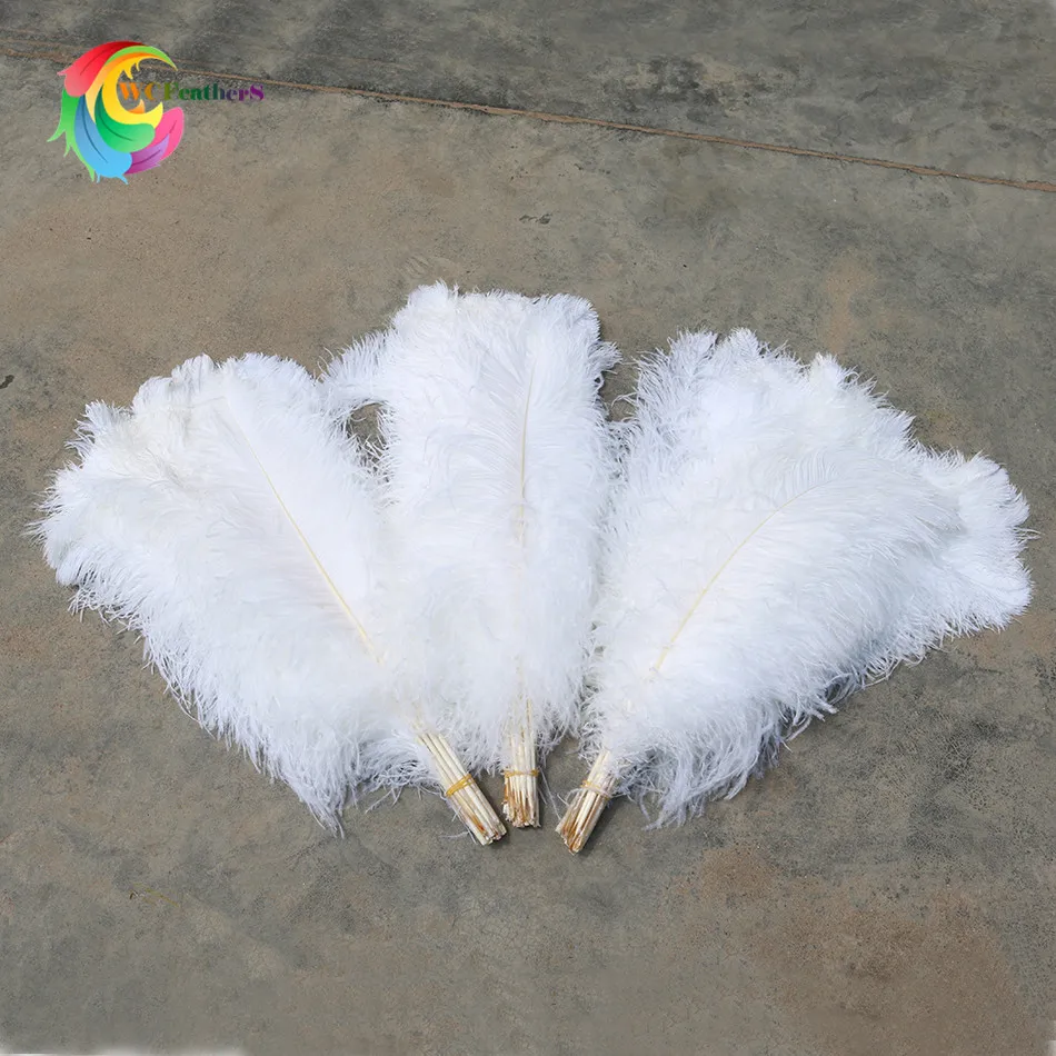 Bulk price 100pcs/lot Elegant White ostrich feathers 15-75cm for craft wedding party supplies Carnival decoration plumages